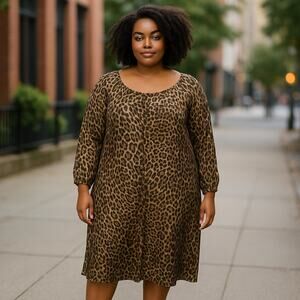 Sharagano Women’s Leopard Sheer Beach Coverup Off Shoulder XL